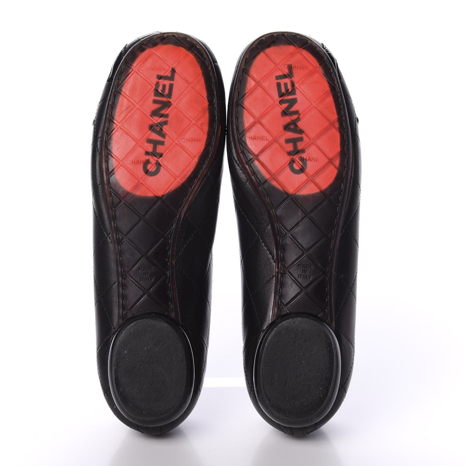 Chanel Lambskin Quilted Cambon Ballerina Flats 38 Black 5 of 10