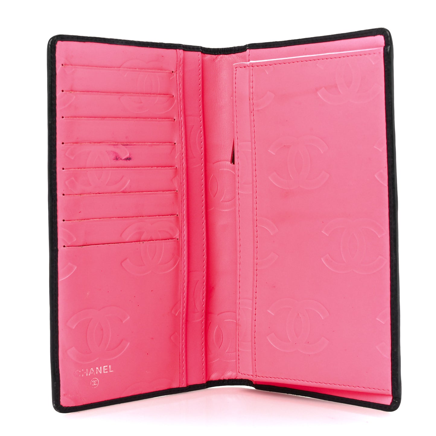 Calfskin Quilted Cambon Yen Wallet Black