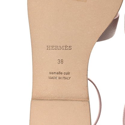 Hermes Epsom Santorini Sandals 38 Rose Porcelaine 6 of 9