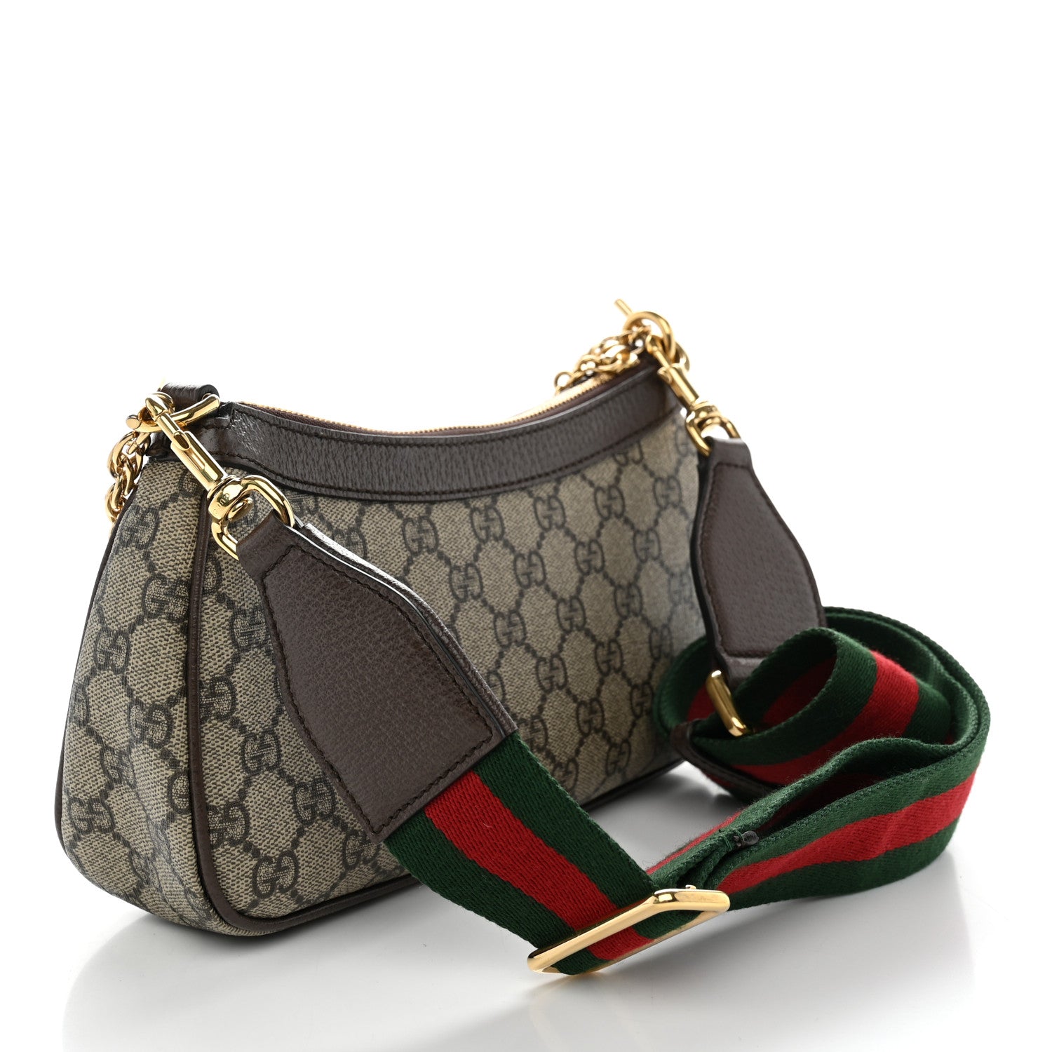 Gucci GG Supreme Monogram Textured Dollar Calfskin Web Small Ophidia GG Handbag Beige Ebony New Acero 3 of 12