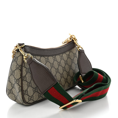 Gucci GG Supreme Monogram Textured Dollar Calfskin Web Small Ophidia GG Handbag Beige Ebony New Acero 3 of 12