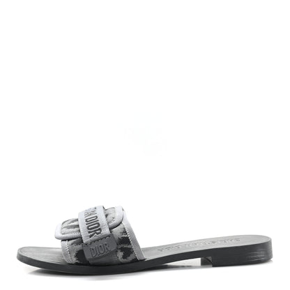 Christian Dior Mizza Shiny Nylon Dio(r)evolution Slide Sandals  38 Black Grey 1 of 10