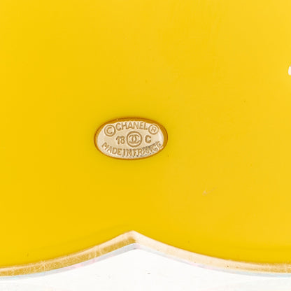 Chanel Resin Glitter Crystal CC Brooch Yellow Blue 4 of 5