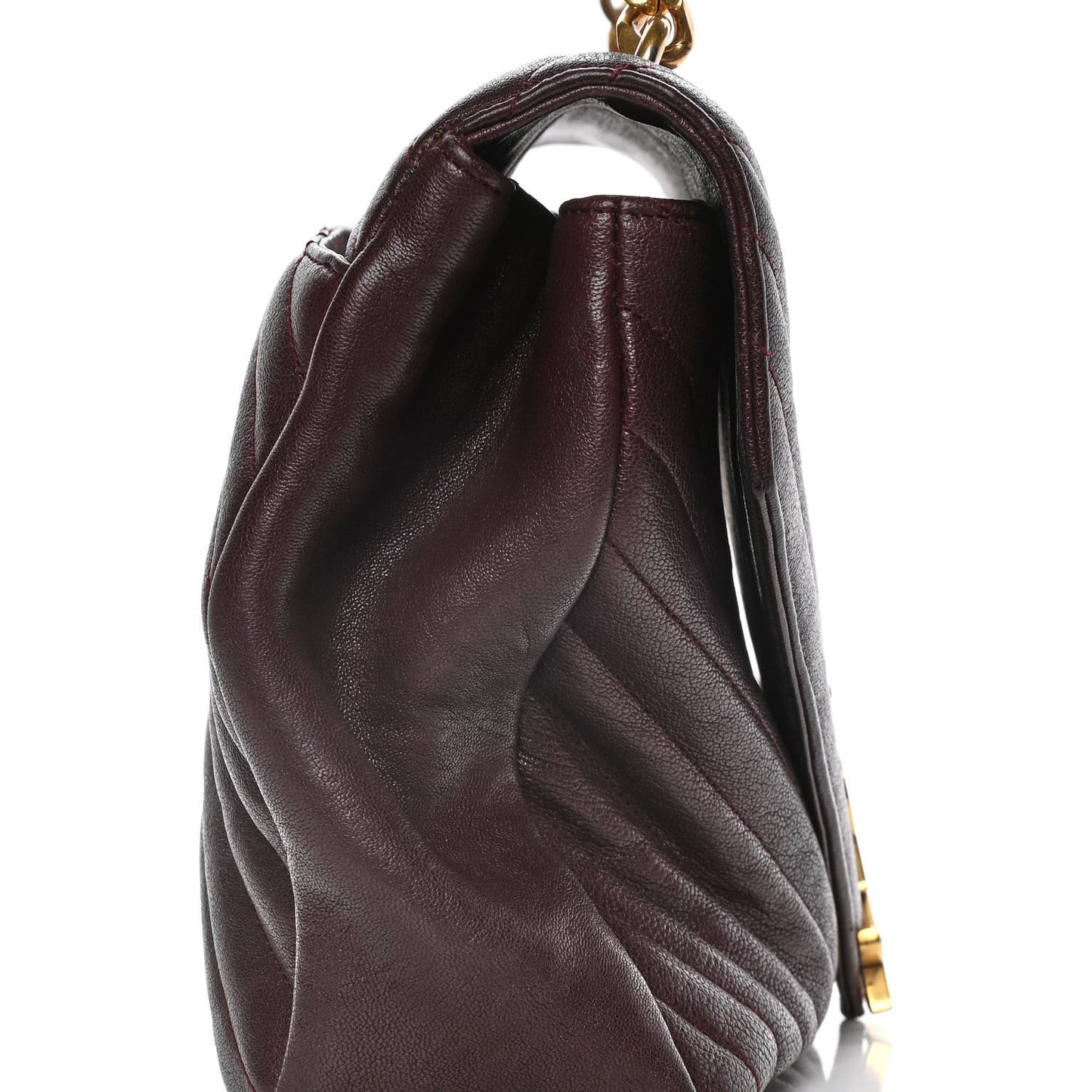 Sheepskin Matelasse Chevron Monogram Large College Satchel Bordeaux