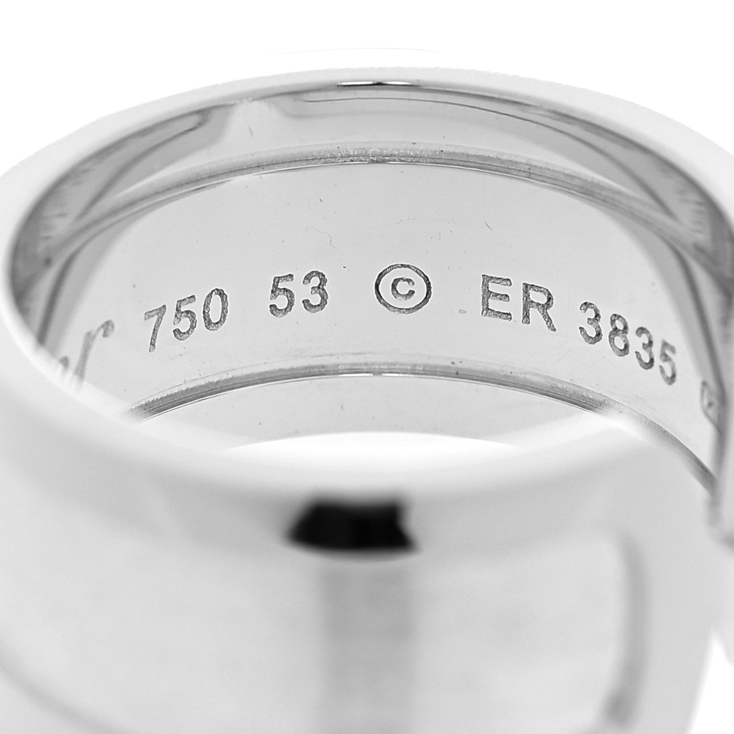 Cartier 18K White Gold 10mm Logo De Cartier Ring 53 6.5 5 of 5