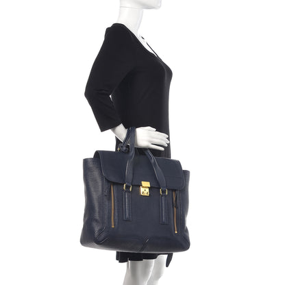 3.1 Phillip Lim 3.1 Textured Calfskin Large Pashli Satchel Ink 3 of 10