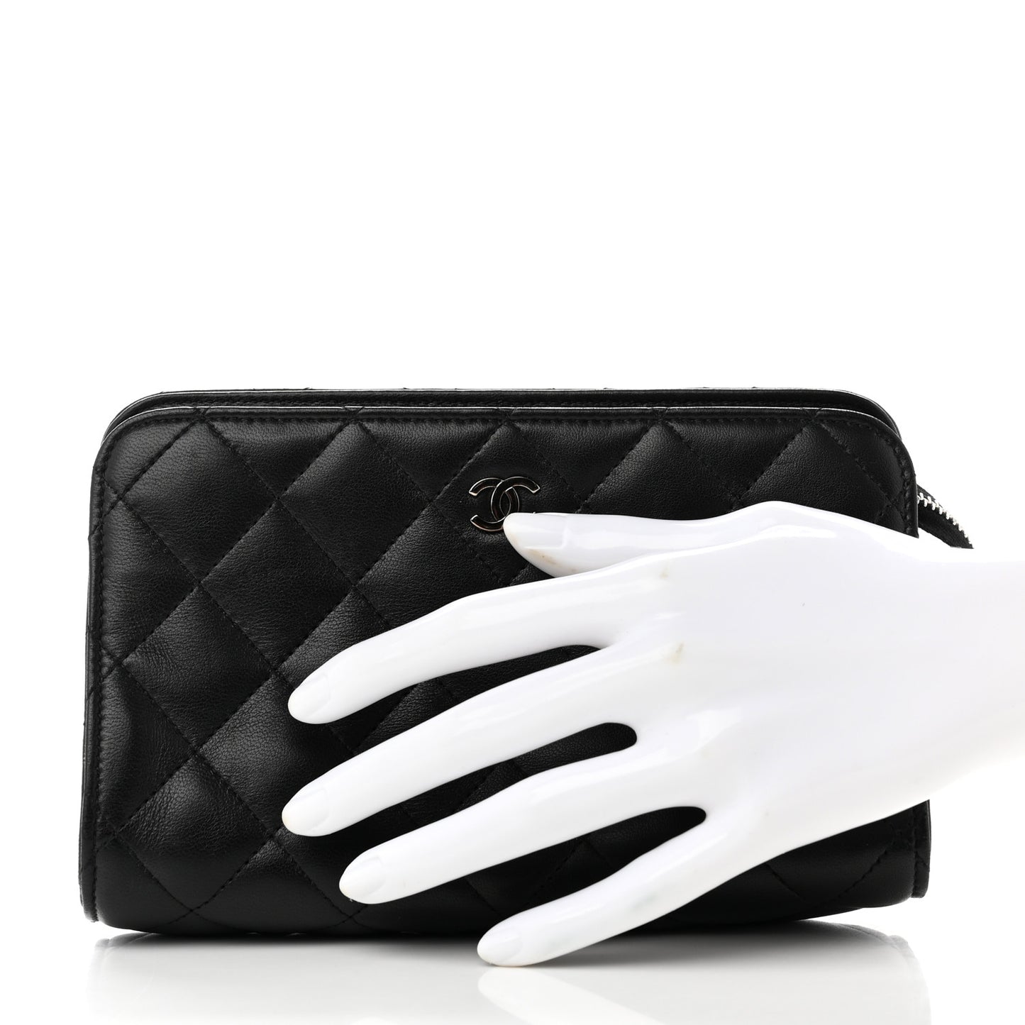 Lambskin Quilted Cosmetic Case Black