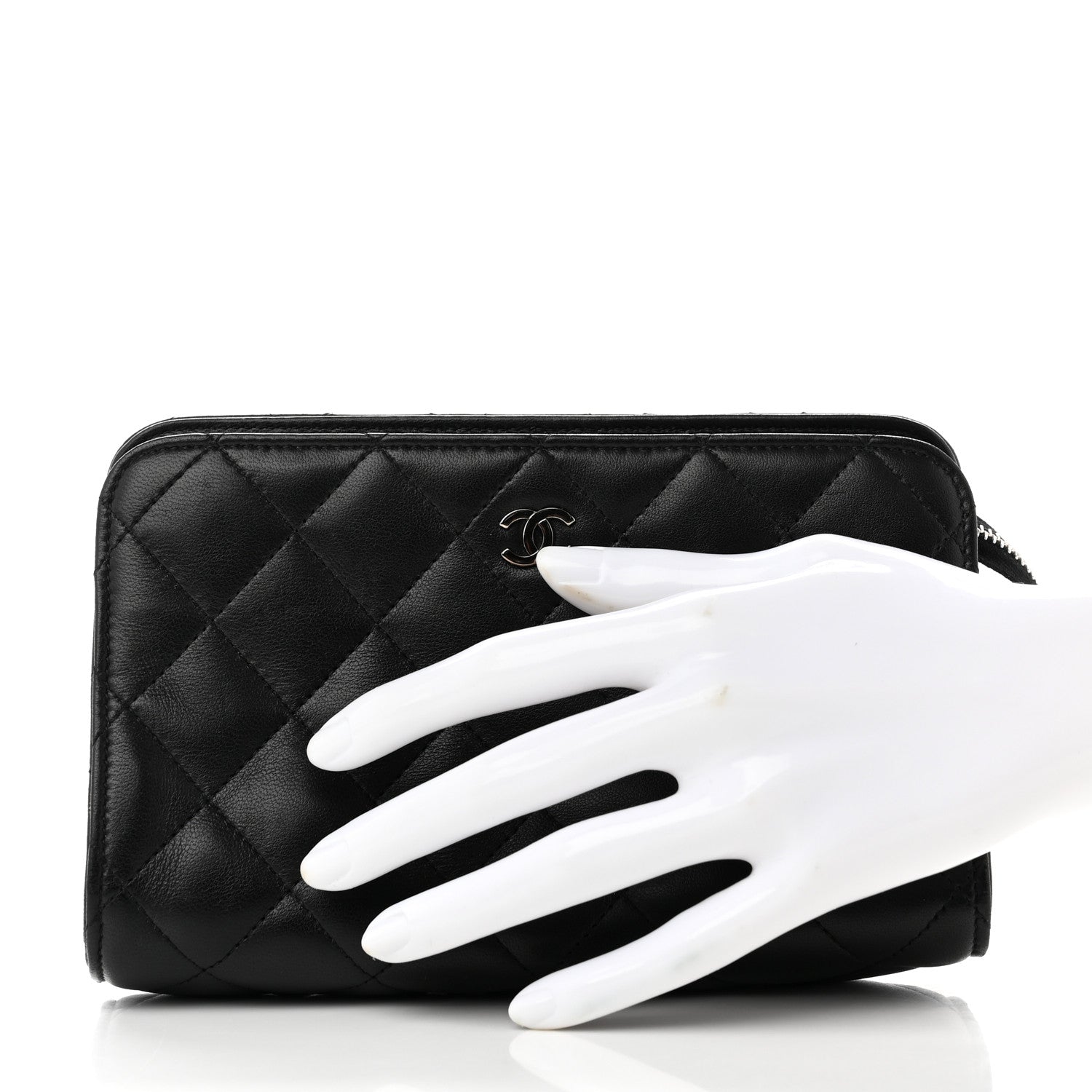 Chanel Lambskin Quilted Cosmetic Case Black 2 of 7