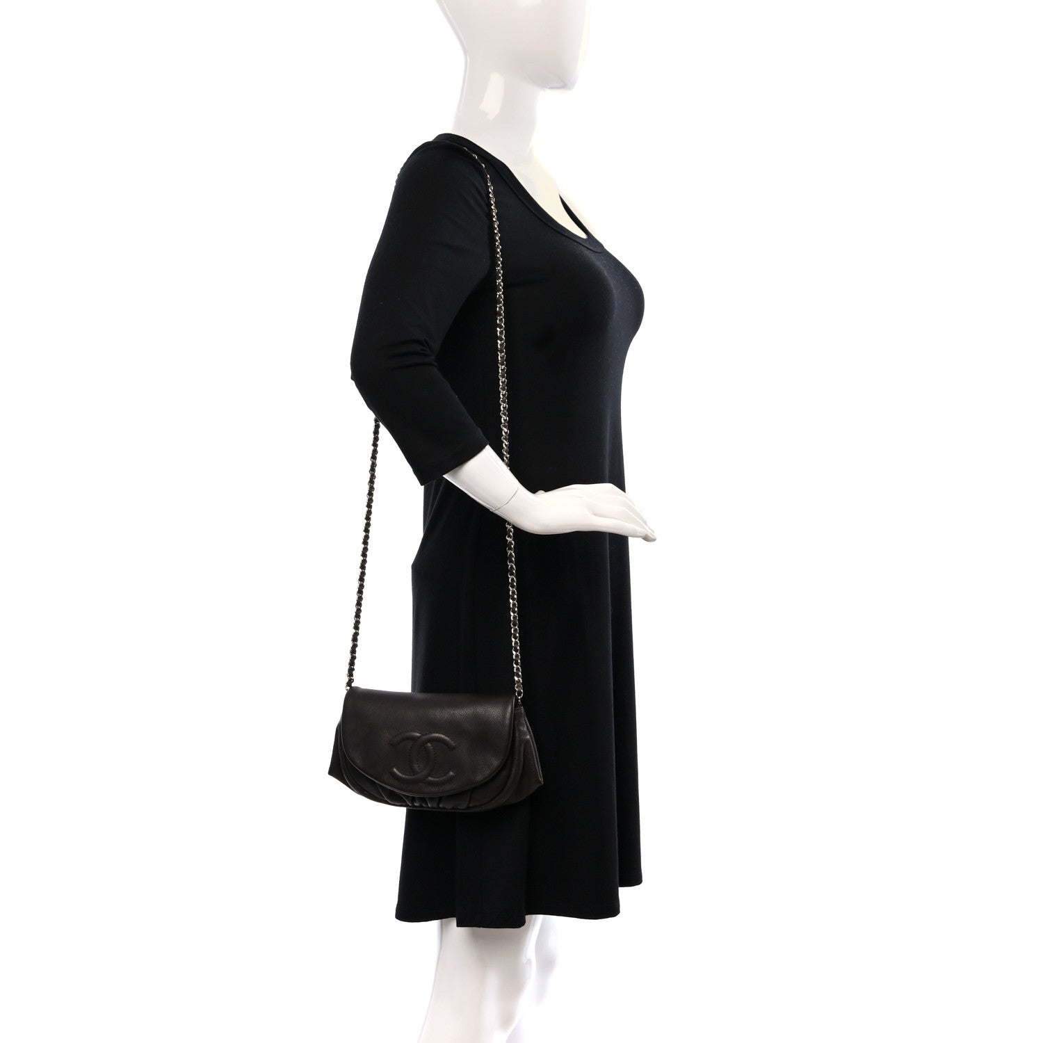 Chanel Caviar Half Moon Wallet On Chain WOC Brown 2 of 10