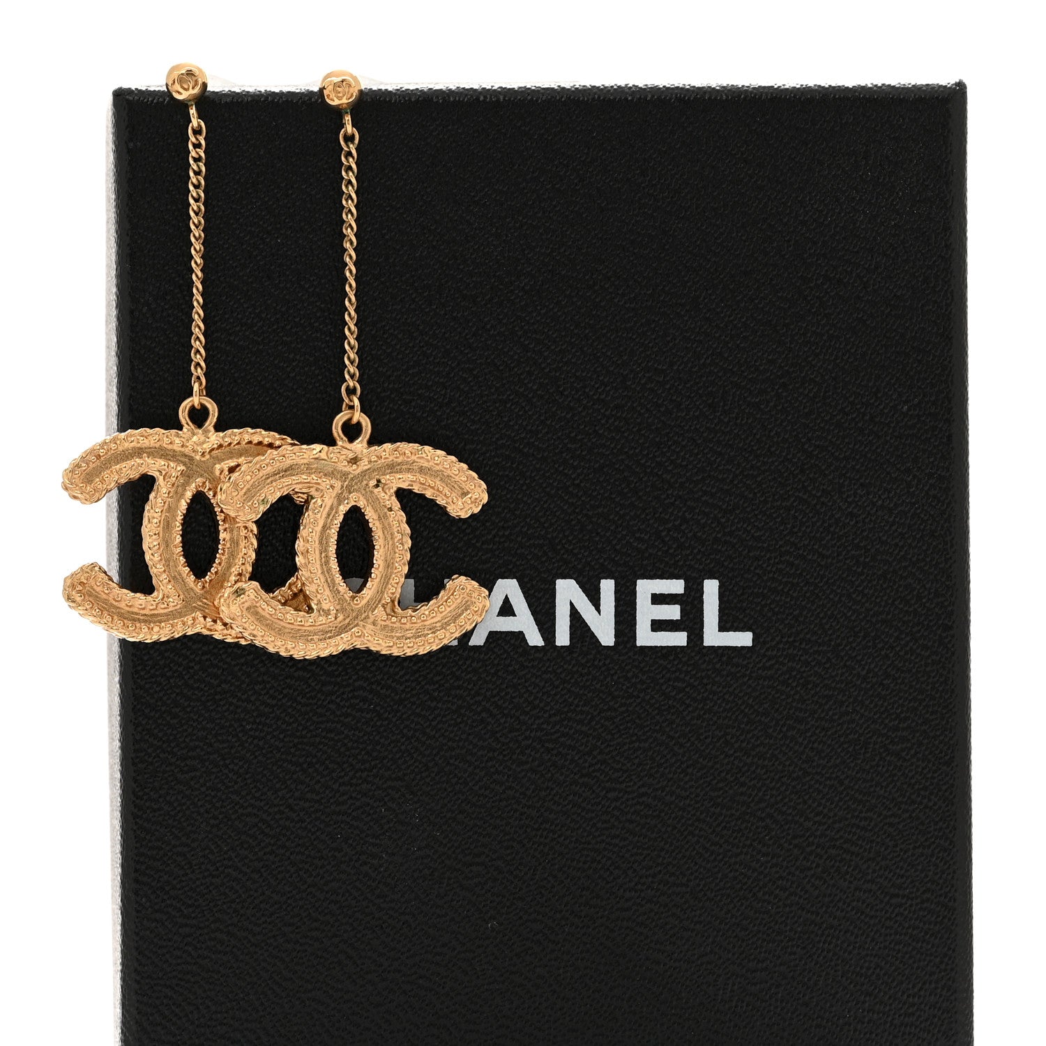 Chanel CC Drop Earrings Matte Gold 4 of 4