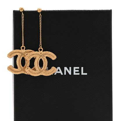 Chanel CC Drop Earrings Matte Gold 4 of 4