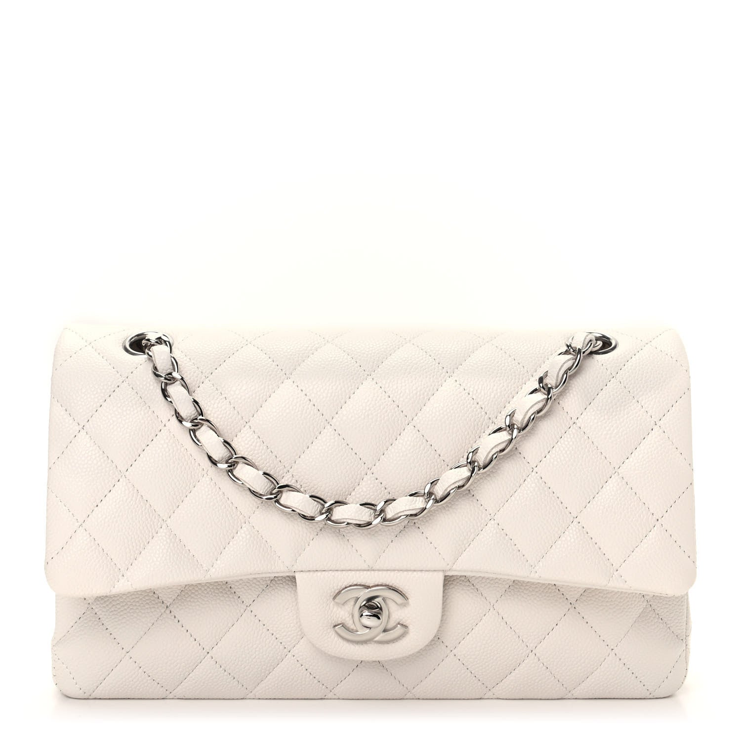 Chanel Caviar Quilted Medium Double Flap White 1 of 10
