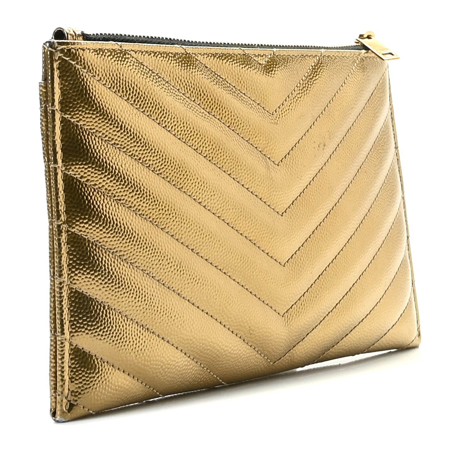 Iridescent Grain De Poudre Matelasse Chevron Monogram Bill Pouch Gold
