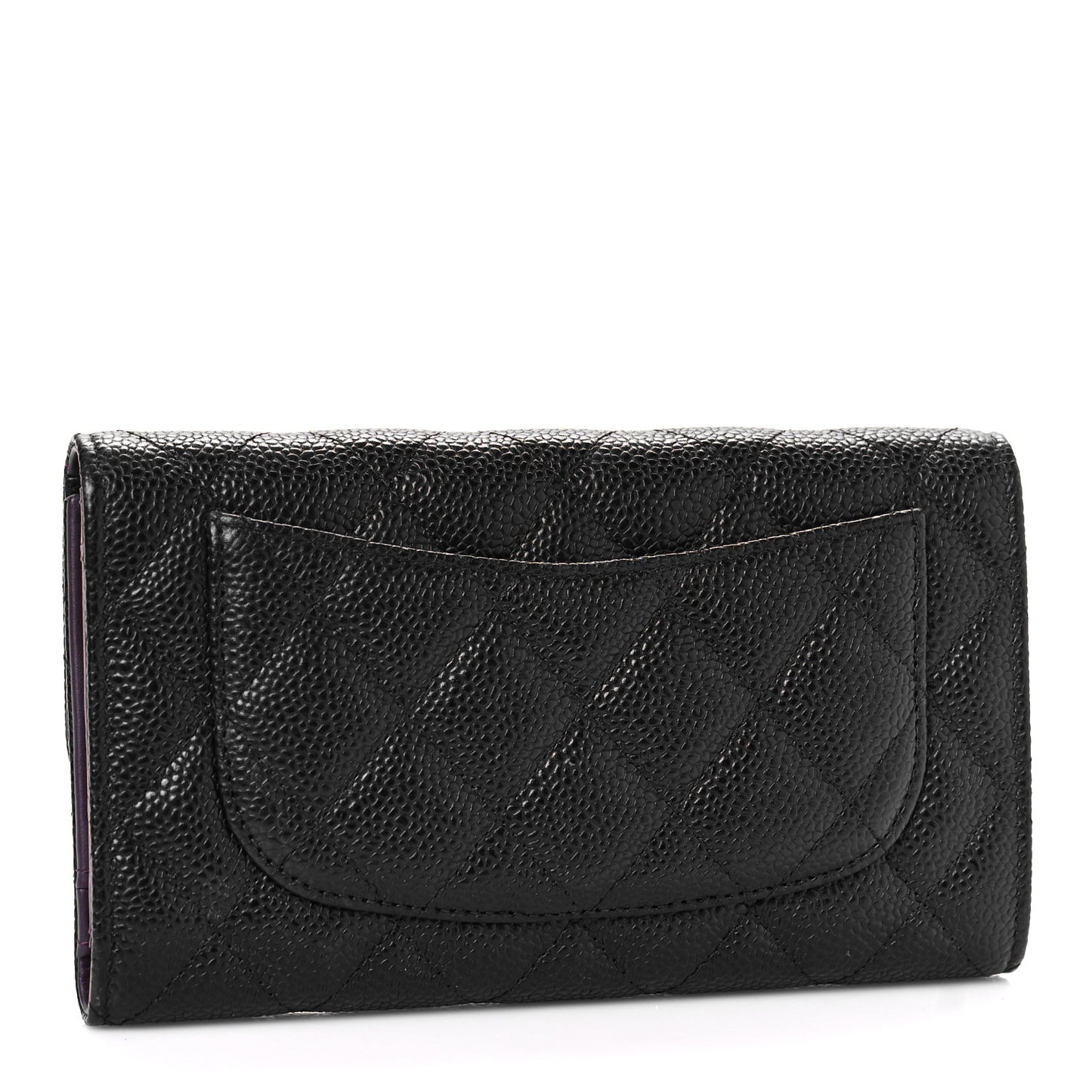 Caviar Quilted Large Flap Wallet Black