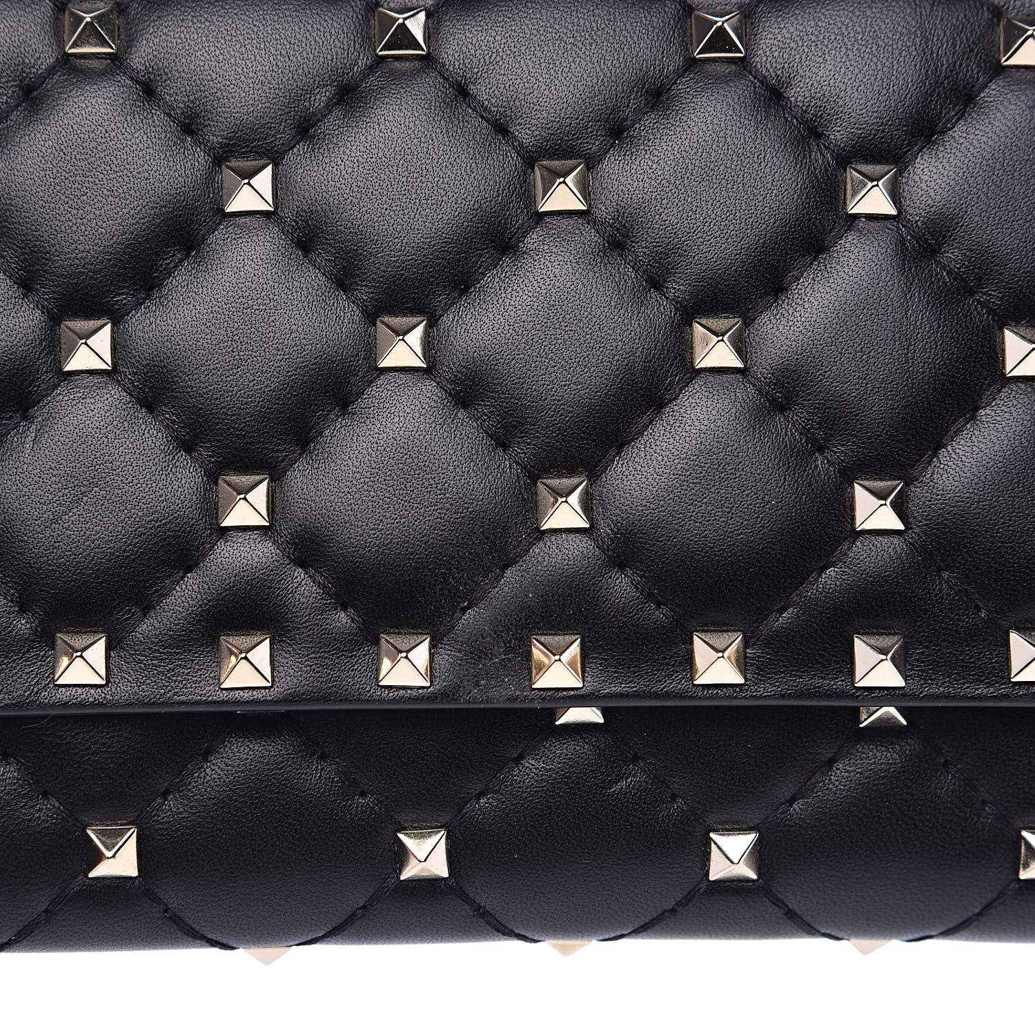 Valentino Garavani Lambskin Rockstud Spike Flap Wallet on Chain Black 10 of 11