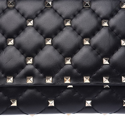 Valentino Garavani Lambskin Rockstud Spike Flap Wallet on Chain Black 10 of 11