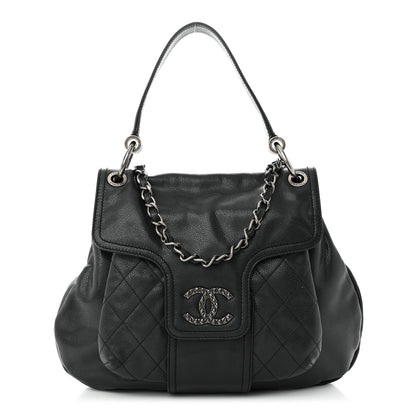 Chanel Glazed Caviar Coco Rider Flap Hobo Dark Grey 1 of 10
