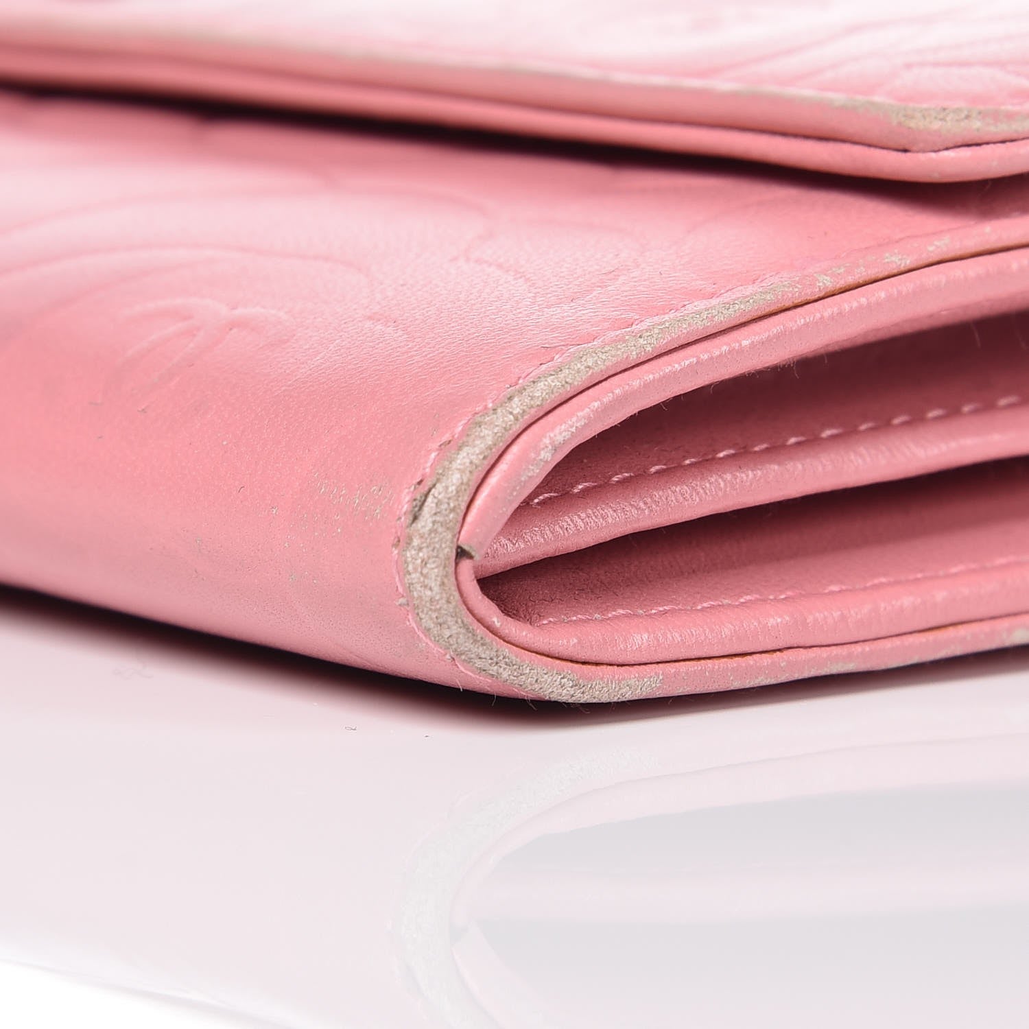 Chanel Lambskin Embossed Camellia Large Gusset Flap Wallet Pink 18 of 20