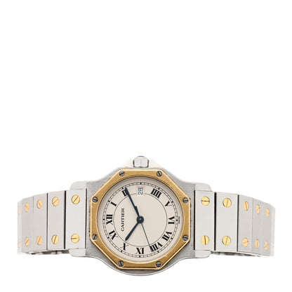 Cartier Stainless Steel 18K Yellow Gold 29mm Santos Octagon Quartz Watch 2 of 4