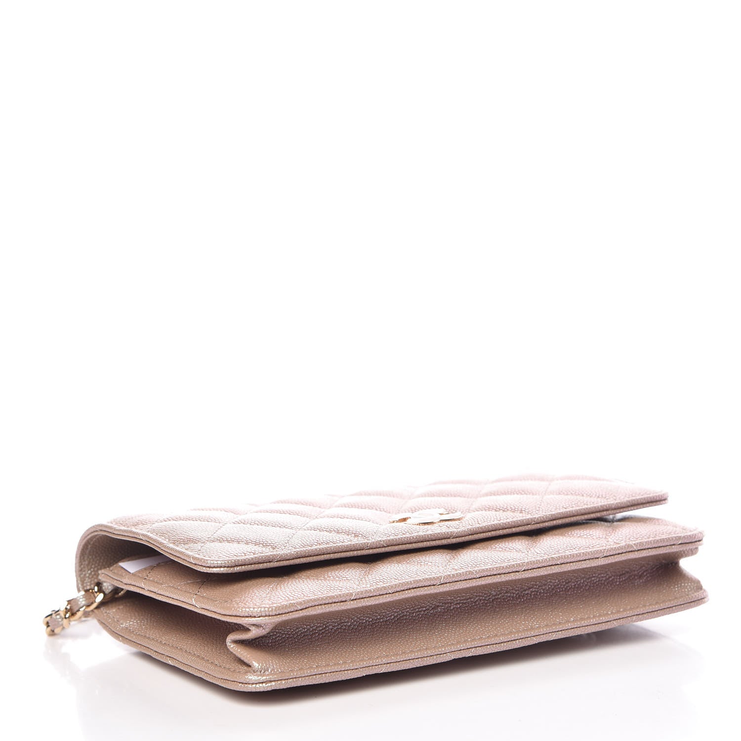 Chanel Iridescent Caviar Quilted Wallet On Chain WOC Beige 4 of 11