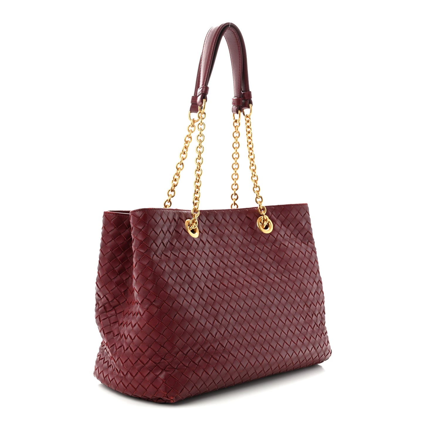 Nappa Intrecciato Medium Classic Chain Strap Tote Bordeaux