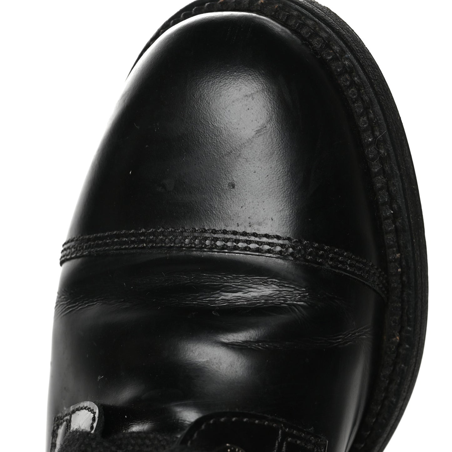Calfskin Quilted Lace Up Combat Boots 38.5 Black