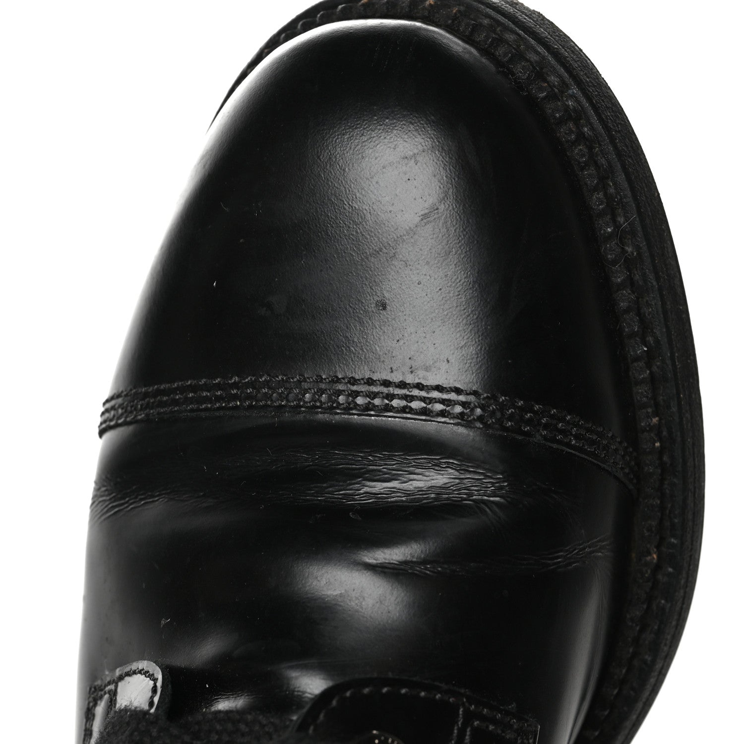 Chanel Calfskin Quilted Lace Up Combat Boots 38.5 Black 9 of 11