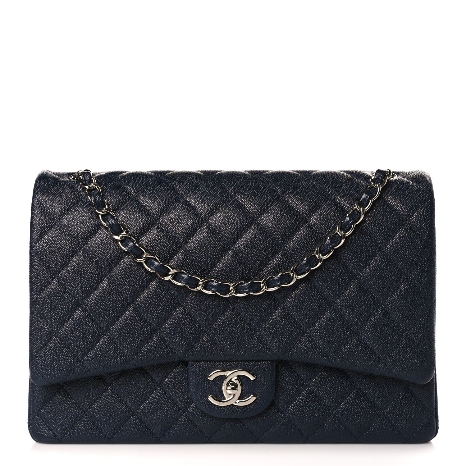 Chanel Caviar Quilted Maxi Double Flap Navy Blue 1 of 9