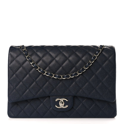 Chanel Caviar Quilted Maxi Double Flap Navy Blue 1 of 9