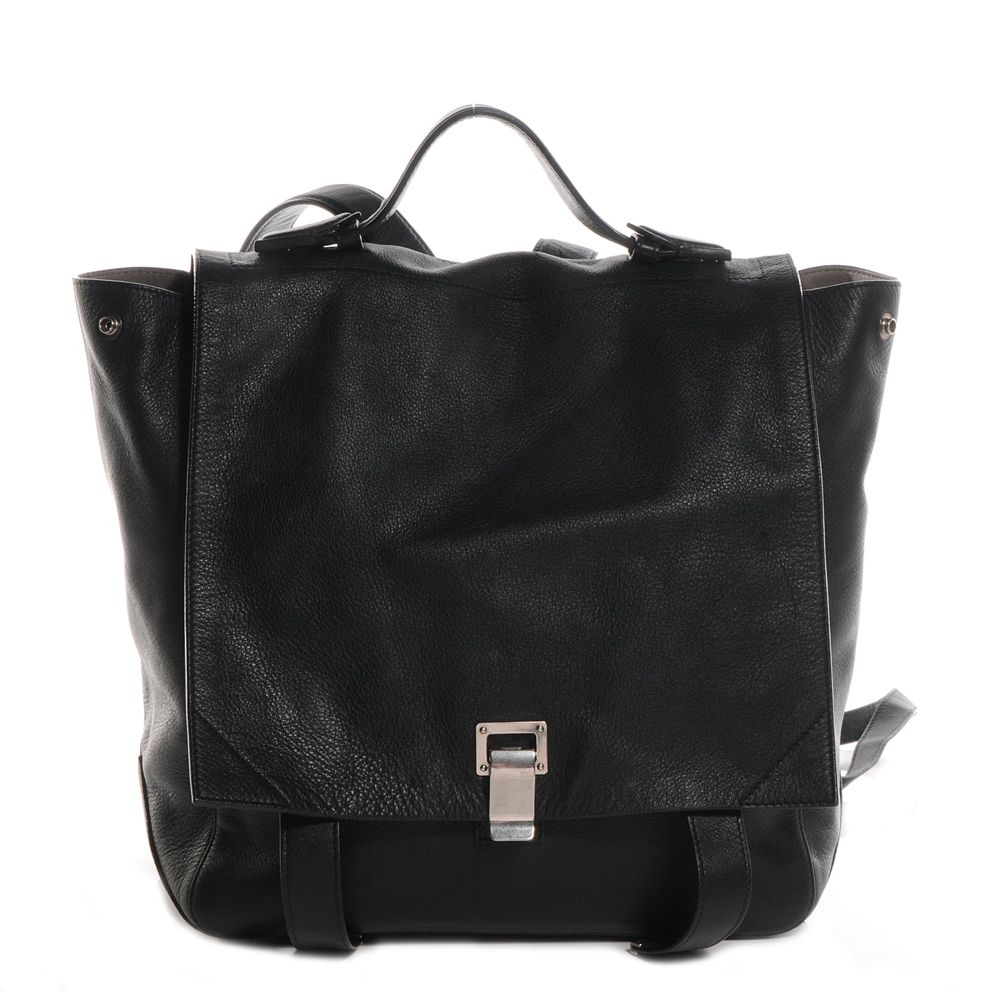 Leather Large Backpack Black