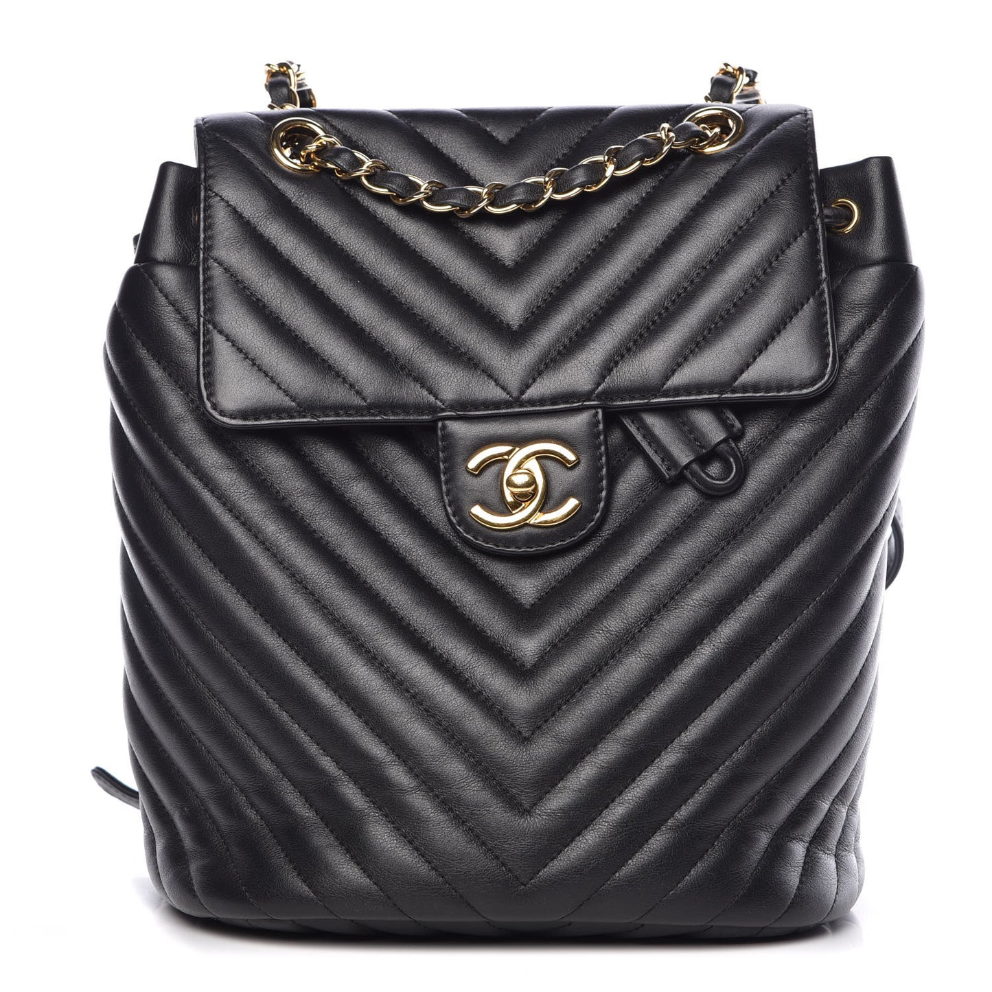 Calfskin Chevron Quilted Small Urban Spirit Backpack Black