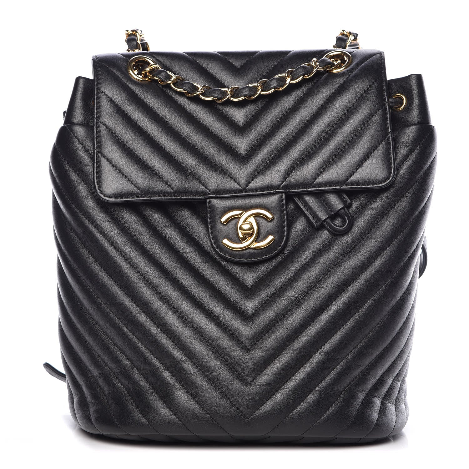 Chanel Calfskin Chevron Quilted Small Urban Spirit Backpack Black 1 of 10