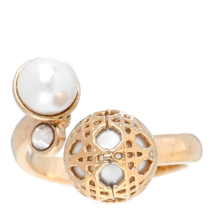Christian Dior Pearl Secret Cannage Ring S Gold 1 of 4