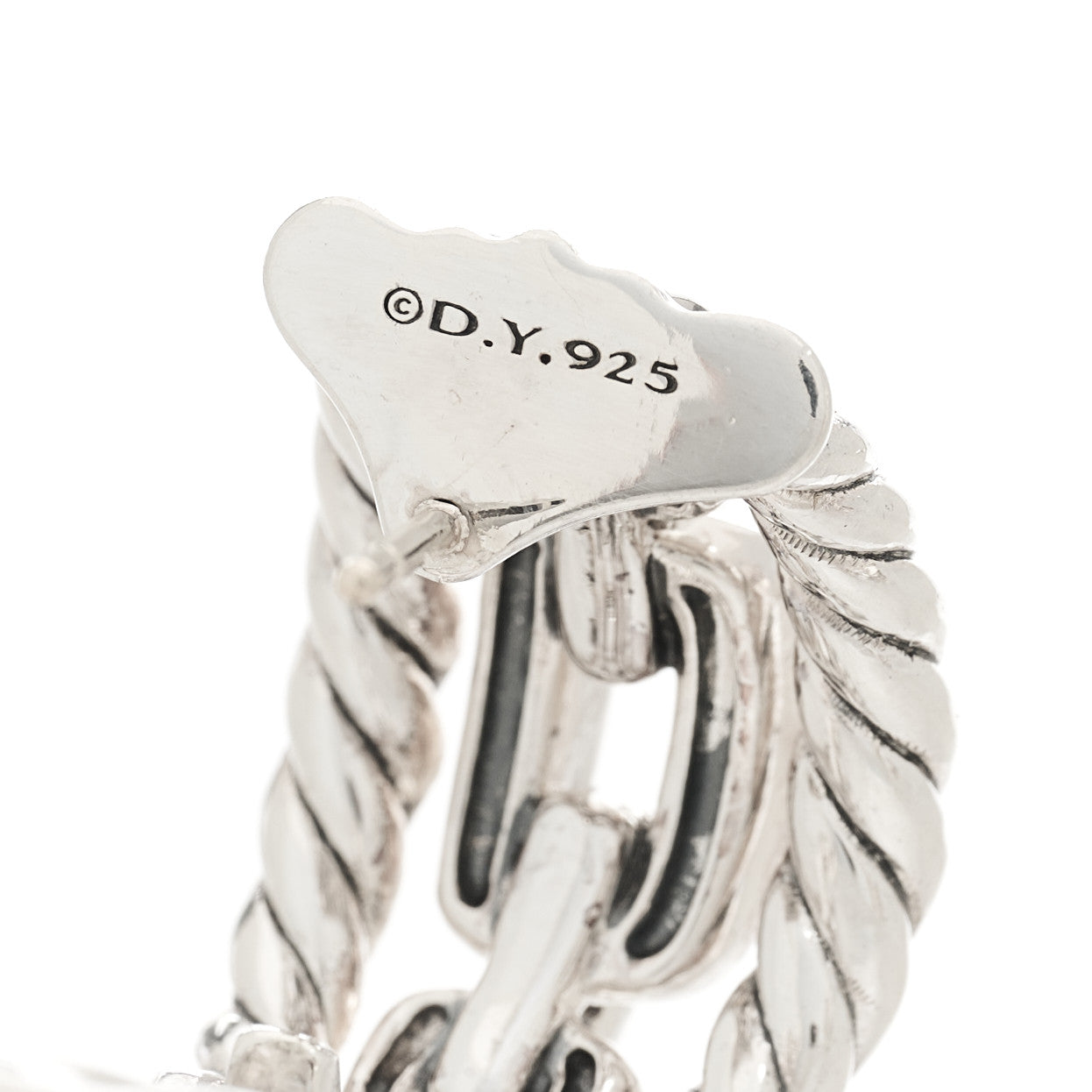 Sterling Silver Diamond Wellesley Link Hoop Earrings