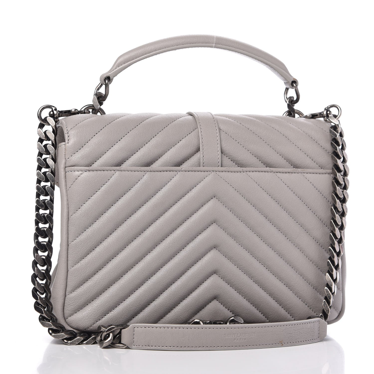 Saint Laurent Sheepskin Matelasse Medium College Monogram Bag Light Grey 3 of 9