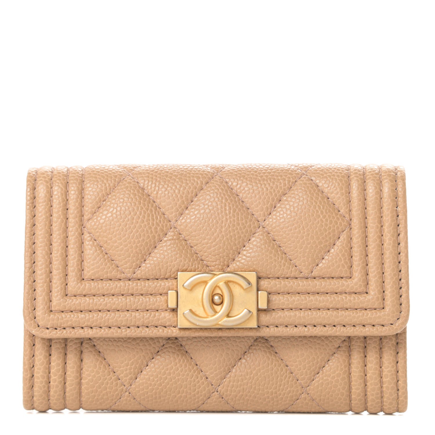 Chanel Caviar Quilted Boy Card Holder Wallet Beige Clair 1 of 9