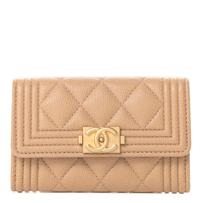 Chanel Caviar Quilted Boy Card Holder Wallet Beige Clair 1 of 9