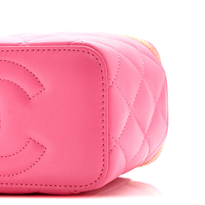 Chanel Lambskin Enamel Quilted Small Coco Hearts Vanity Case With Chain Pink 11 of 12