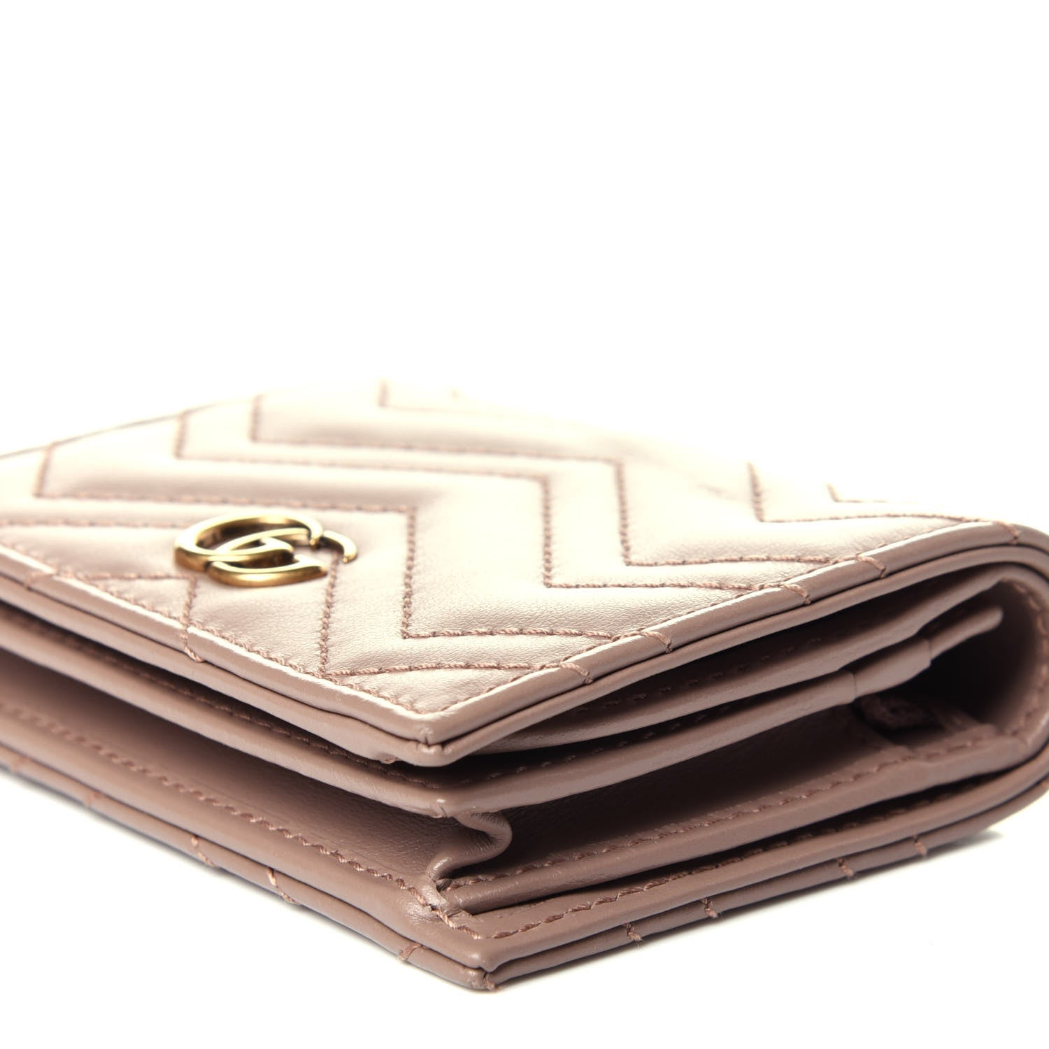 Gucci Calfskin Matelasse GG Marmont Card Case Wallet Porcelain Rose 8 of 10