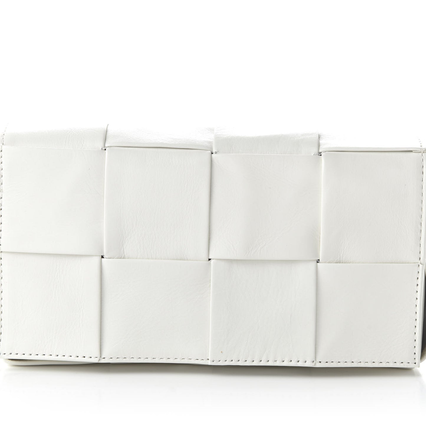 Paper Calfskin Intrecciato Cassette Belt Bag White