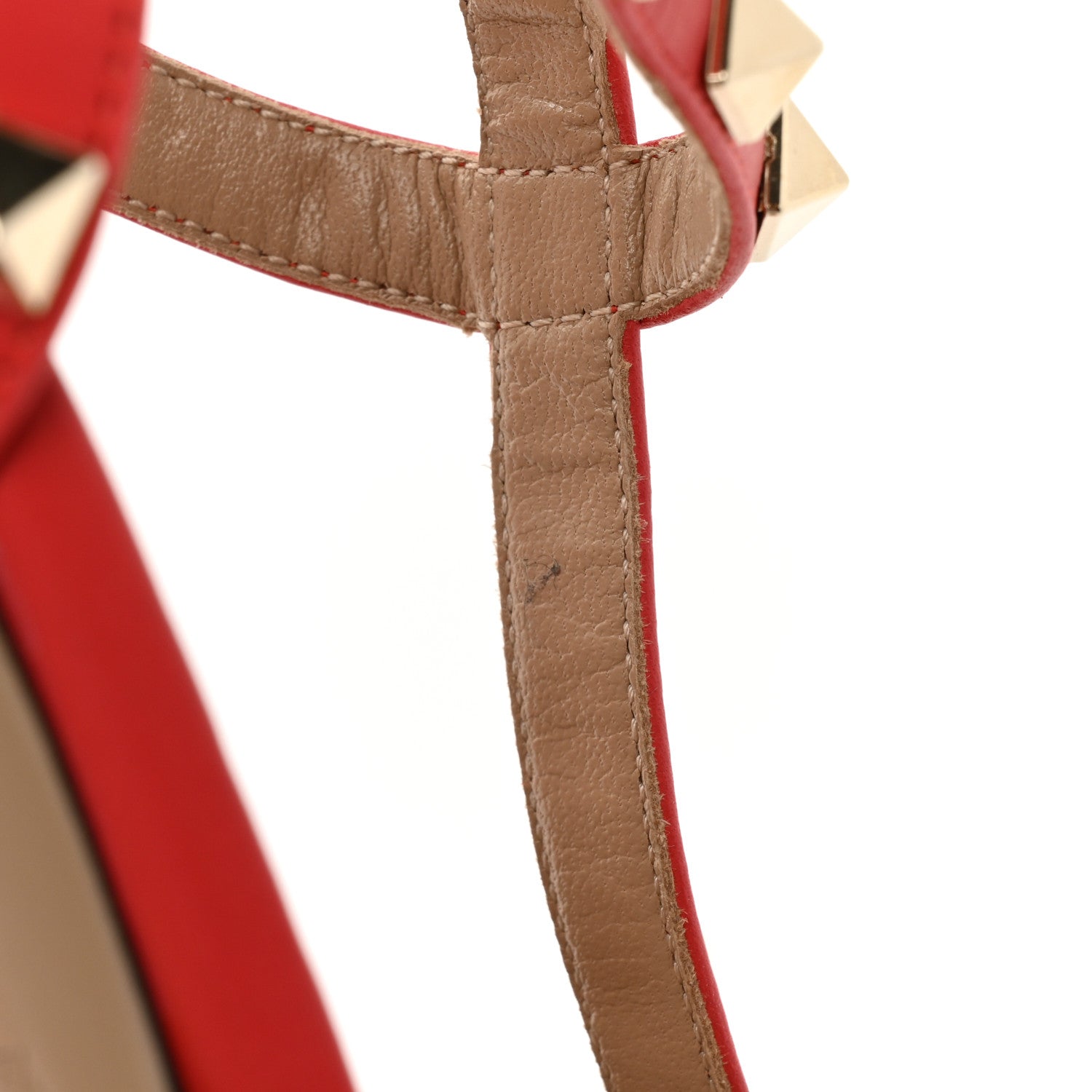 Valentino Garavani Pebbled Calfskin Rockstud Ankle Strap 65mm Pumps 35.5 Deep Coral 8 of 9