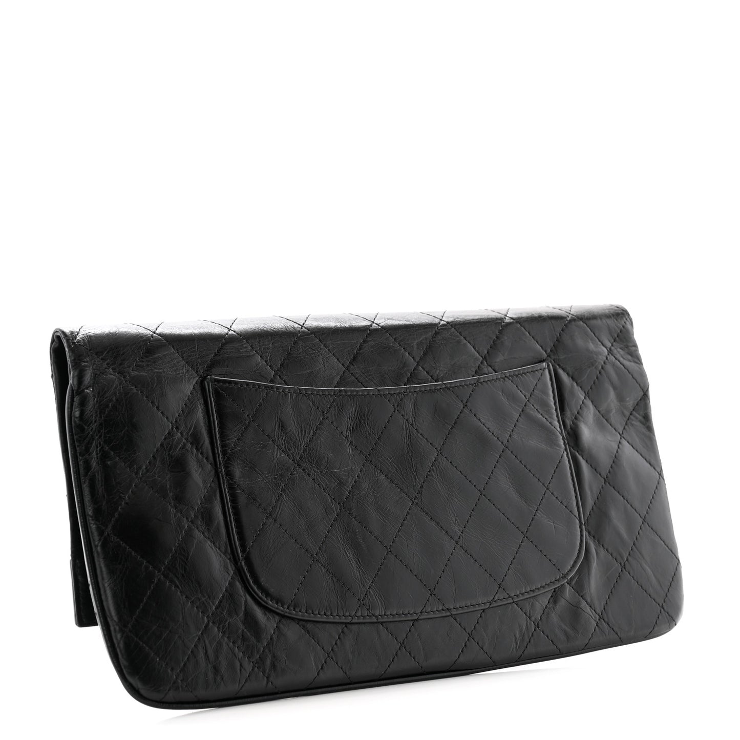 Shiny Crumpled Calfskin Large 31 Pouch Black