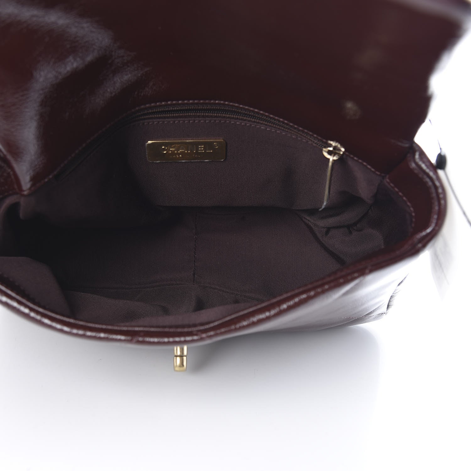 Chanel Shiny Crumpled Calfskin Quilted Medium 19 Flap Burgundy 5 of 11