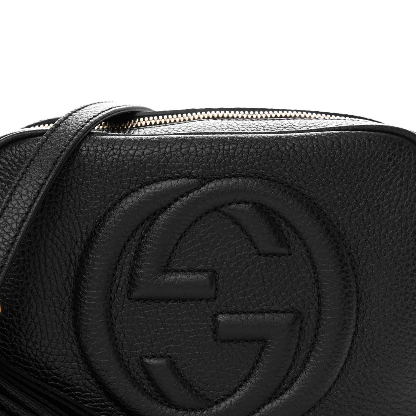Pebbled Calfskin Small Soho Disco Bag Black