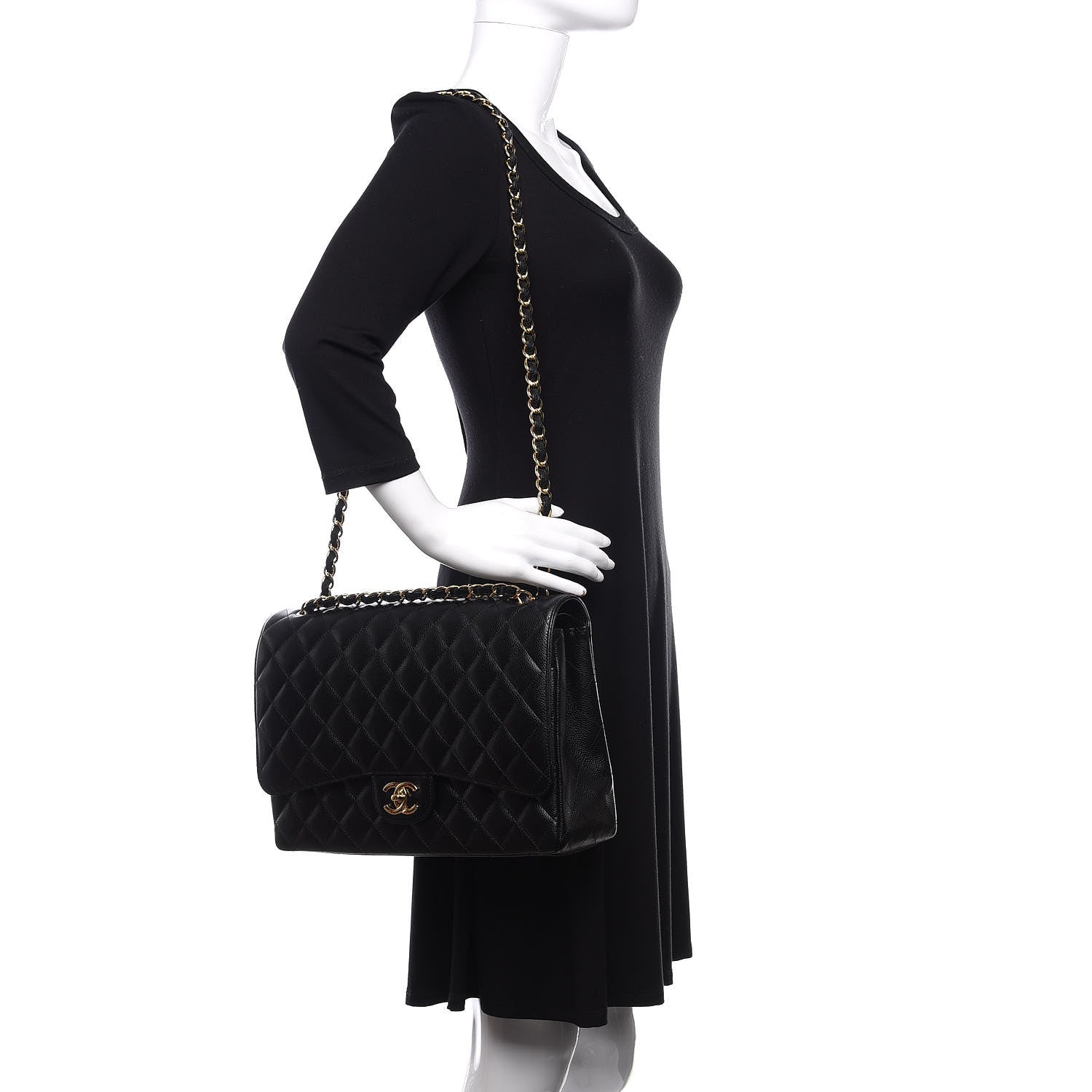 Chanel Caviar Quilted Maxi Double Flap Black 2 of 12