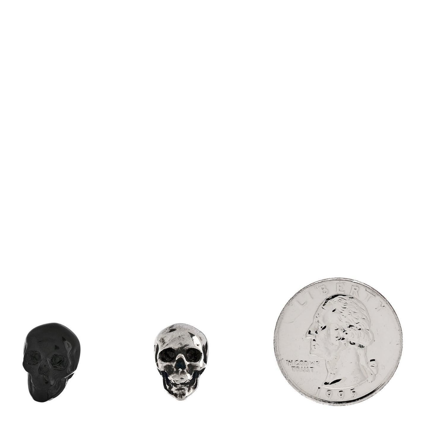 Metal Glass Skull Clip On Earrings Silver Black