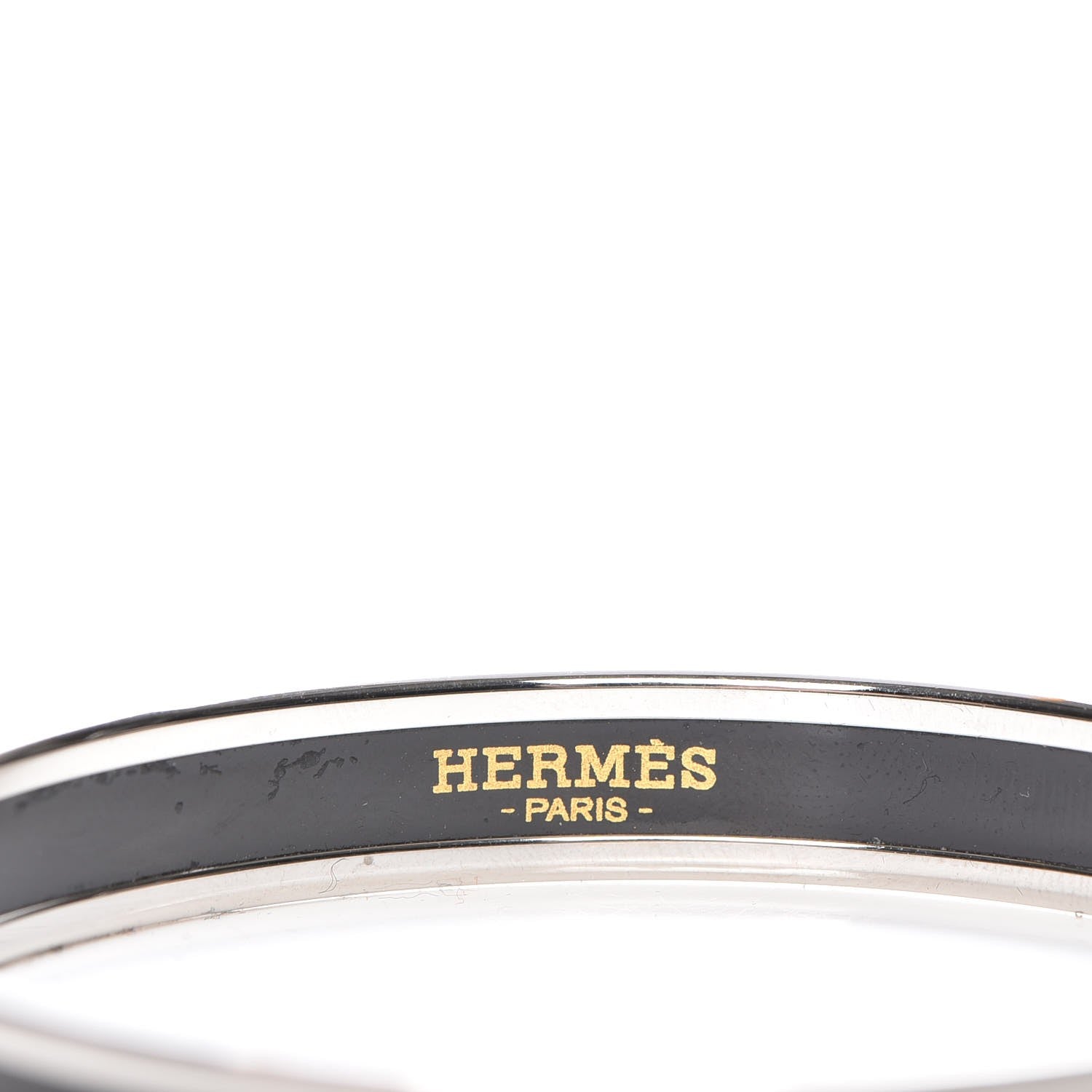 Hermes Enamel Printed Narrow Caleche Bracelet 65 Black 4 of 5