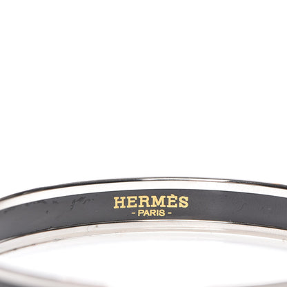 Hermes Enamel Printed Narrow Caleche Bracelet 65 Black 4 of 5