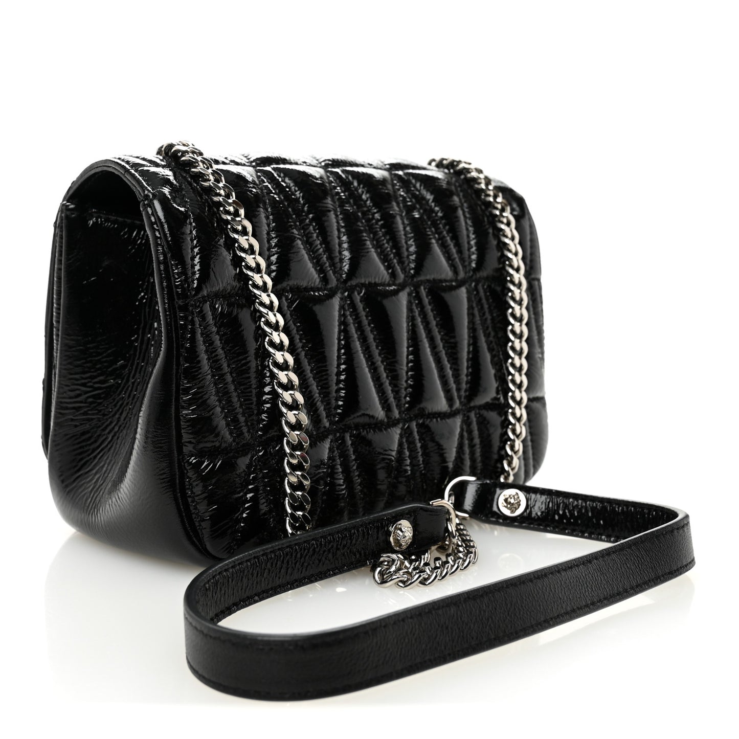Patent Nappa Quilted Virtus Shoulder Bag Black