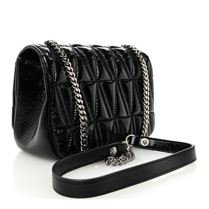 Versace Patent Nappa Quilted Virtus Shoulder Bag Black 3 of 11